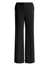 Alberta Ferretti High Waist Wide Leg Cuffed Trousers In Black