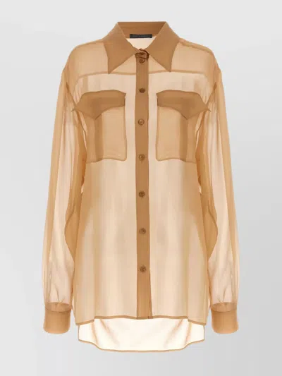 ALBERTA FERRETTI POINTED COLLAR SHEER FABRIC SHIRT