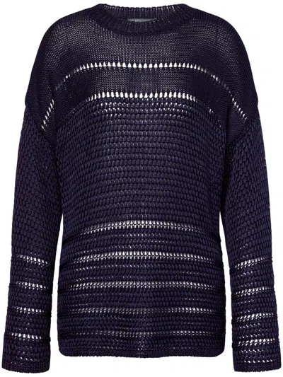 Alberta Ferretti Polished Viscose Ribbon Jumper Round Neck Oversize