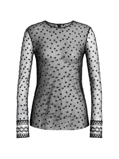 Alberta Ferretti Polka-dot Sheer-mesh Top In Multi