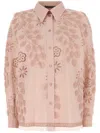 Alberta Ferretti Intricate Floral Embroidery Pink Shirt