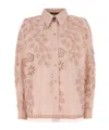 Alberta Ferretti Intricate Floral Embroidery Pink Shirt In Pink