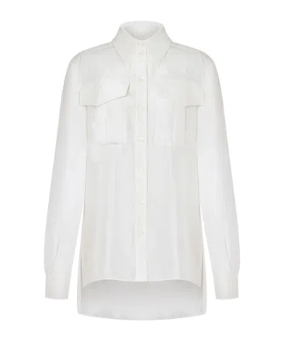 Alberta Ferretti Poplin Silk Shirt In White