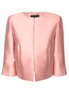 Alberta Ferretti Powder Pink Mikado Cropped Jacket In Pink