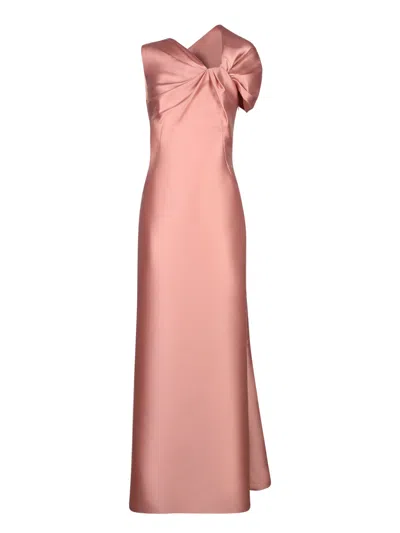 Alberta Ferretti Powder Pink Mikado Long Dress In Pink & Purple