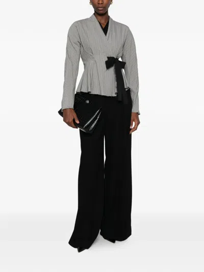 Alberta Ferretti Prince Of Wales Check Wrap Jacket In Gray