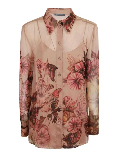 Alberta Ferretti Tattoo Printed Buttoned Shirt In Multicolour