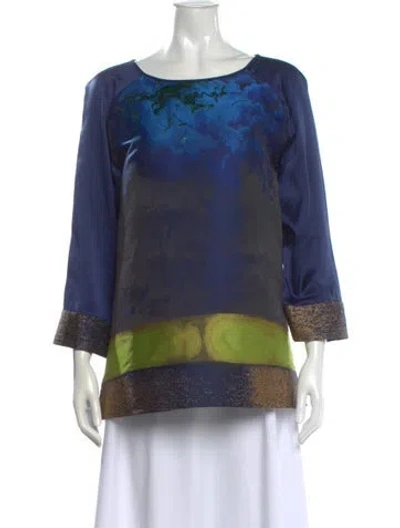 Pre-owned Alberta Ferretti Printed Crew Neck Blouse