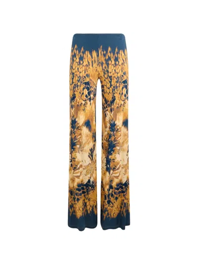 Alberta Ferretti Printed Flared Trousers In Blue