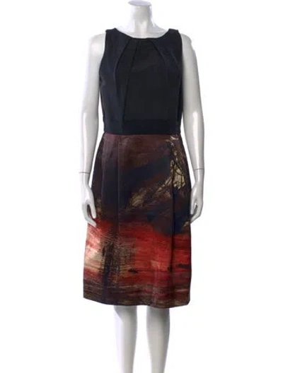 Pre-owned Alberta Ferretti Printed Knee-length Dress In Black