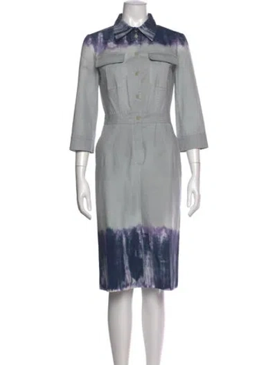Pre-owned Alberta Ferretti Printed Knee-length Dress In Blue