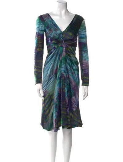 Pre-owned Alberta Ferretti Printed Knee-length Dress In Blue