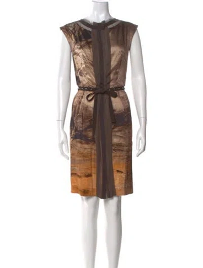 Pre-owned Alberta Ferretti Printed Knee-length Dress In Brown