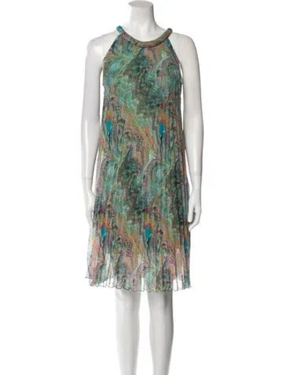 Pre-owned Alberta Ferretti Printed Knee-length Dress In Green