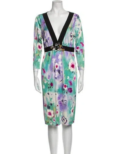 Pre-owned Alberta Ferretti Printed Knee-length Dress In Green