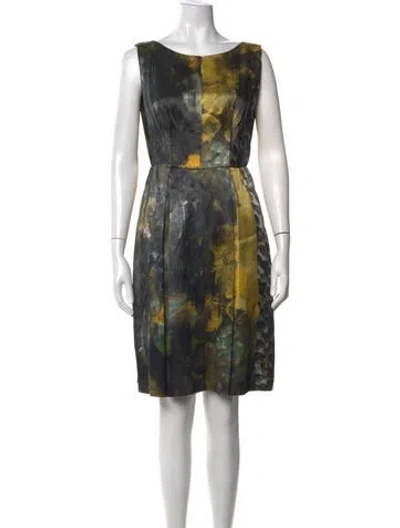 Pre-owned Alberta Ferretti Printed Knee-length Dress In Grey
