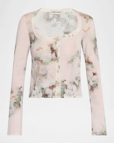 Alberta Ferretti Printed Lightweight Merino Wool Cardigan In Animal Print