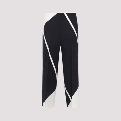Alberta Ferretti Printed Linen Cropped Trousers In Black