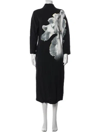 Pre-owned Alberta Ferretti Printed Long Dress In Black