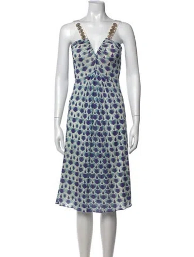 Pre-owned Alberta Ferretti Printed Midi Length Dress In Blue