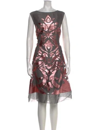 Pre-owned Alberta Ferretti Printed Midi Length Dress In Gray