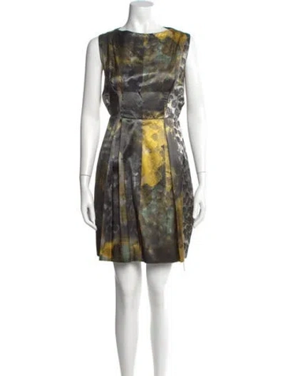 Pre-owned Alberta Ferretti Printed Mini Dress In Gray