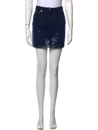 Pre-owned Alberta Ferretti Printed Mini Skirt W/ Tags In Blue