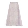 Alberta Ferretti Organza Midi Skirt Floral Pattern In Purple