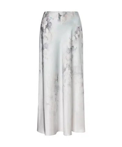 ALBERTA FERRETTI PRINTED SATIN MAXI SKIRT