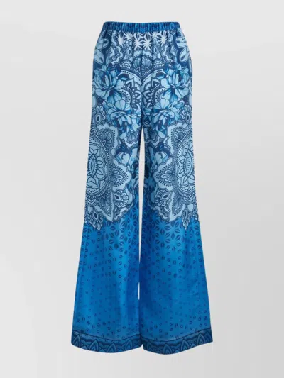 ALBERTA FERRETTI PRINTED SILK PALAZZO TROUSERS
