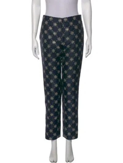 Pre-owned Alberta Ferretti Printed Straight Leg Pants W/ Tags In Blue