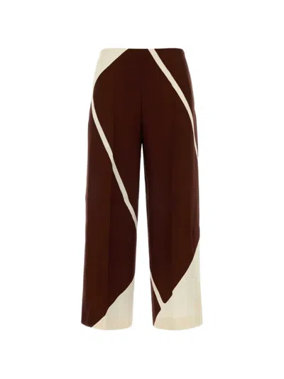 Alberta Ferretti Printed Trousers In Brown