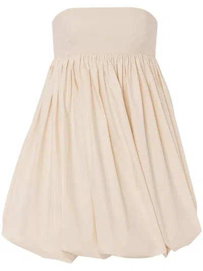 Alberta Ferretti Puffball Mini Dress In Neutrals