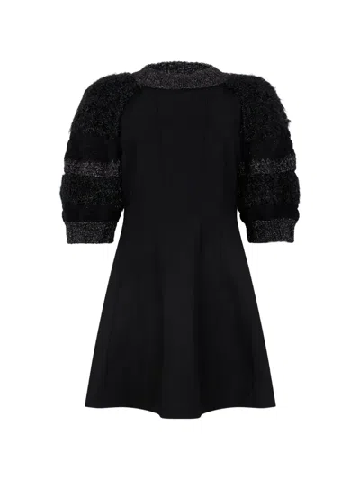 Alberta Ferretti Puff-sleeve Panelled Mini Dress In Black