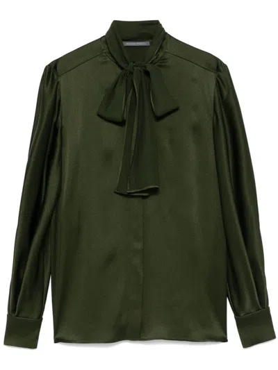 Alberta Ferretti Pussy-bow Blouse In Green