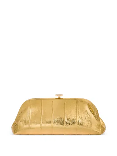Alberta Ferretti Quilted Chain Clutch Bag In Gold
