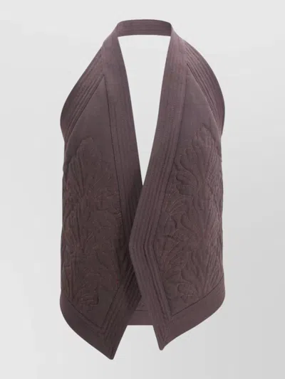 Alberta Ferretti Quilted Halterneck Gilet Embroidered Open Back In Multi