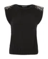Alberta Ferretti Rabbit Hair Crystal Inlaid Pullover In Black
