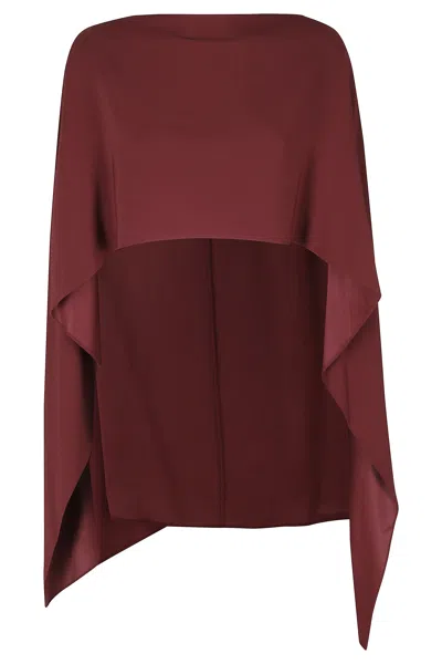 Alberta Ferretti Red Asymmetrical Hem Viscose Cape