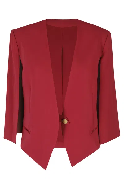Alberta Ferretti Red Cady Stretch Open Sleeves Viscose Blazer In Burgundy