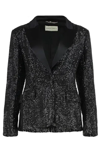 Alberta Ferretti Red Jacket With Sequins In Black