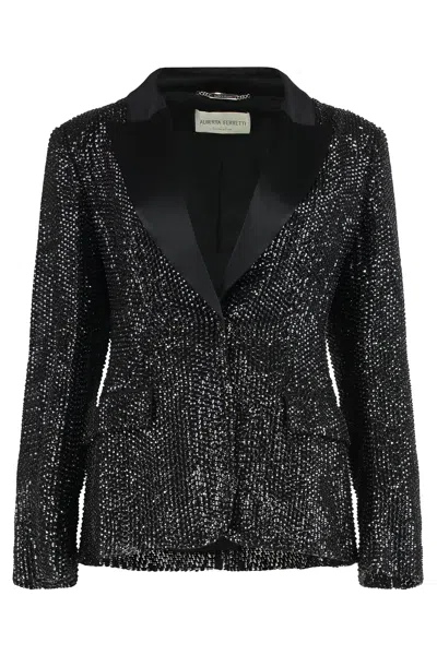 Alberta Ferretti Red Jacket With Sequins In Black