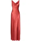 Alberta Ferretti Silk Gown In Coral Red