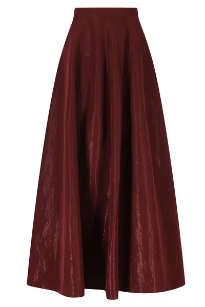 Alberta Ferretti Red Trapeze Panel Triacetate-blend Maxi Skirt In Burgundy