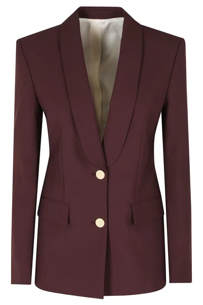 Alberta Ferretti Red Tropical Wool Gold Buttons Viscose-blend Blazer In Brown