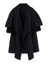 Alberta Ferretti Shearling-trim Cape In Black