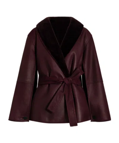 Alberta Ferretti Reversible Short Shearling Coat In Red