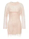 Alberta Ferretti High Neckline Lace Detailing Sequin Embellishments Dress In Pink