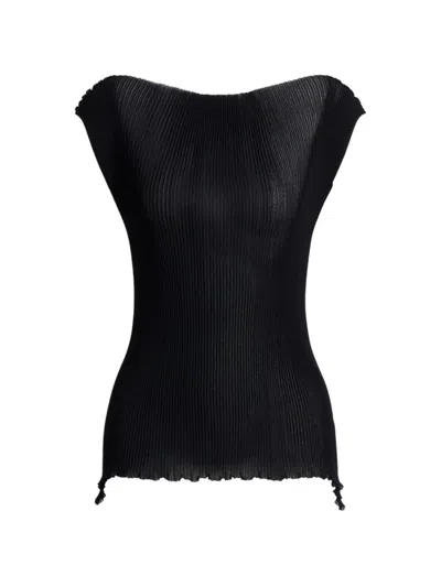 Alberta Ferretti Ribbed Knit Top In Black