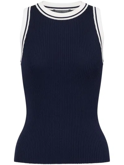Alberta Ferretti Ribbed-knit Top In Blue